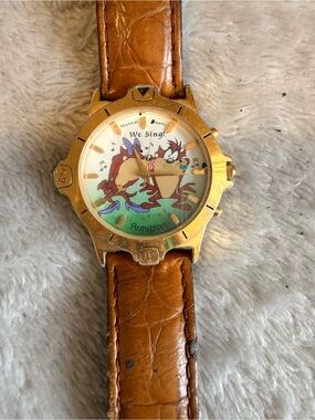 Tazmanian Devil Musical Watch with Brown Leather Strap